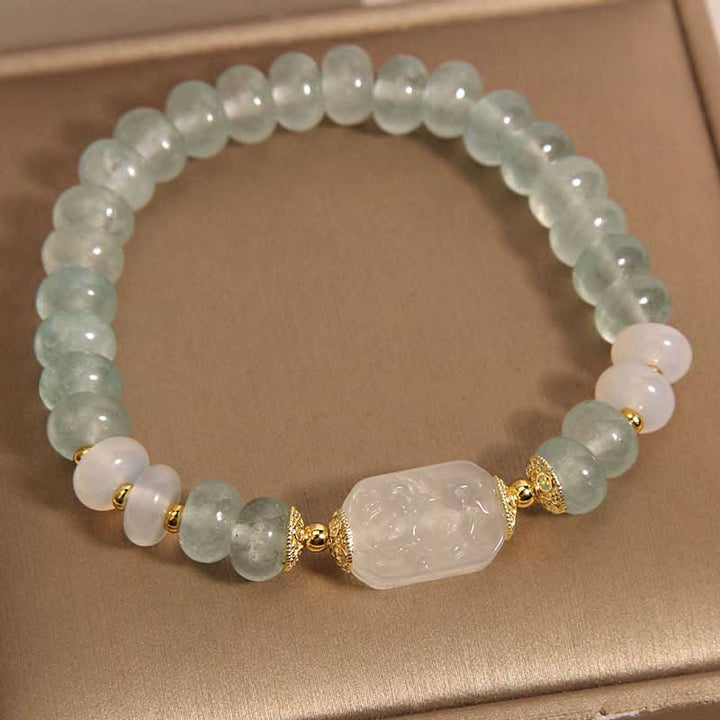 Pulsera Serenity con cuentas de ábaco de jade y aguamarina de Buddha Stones