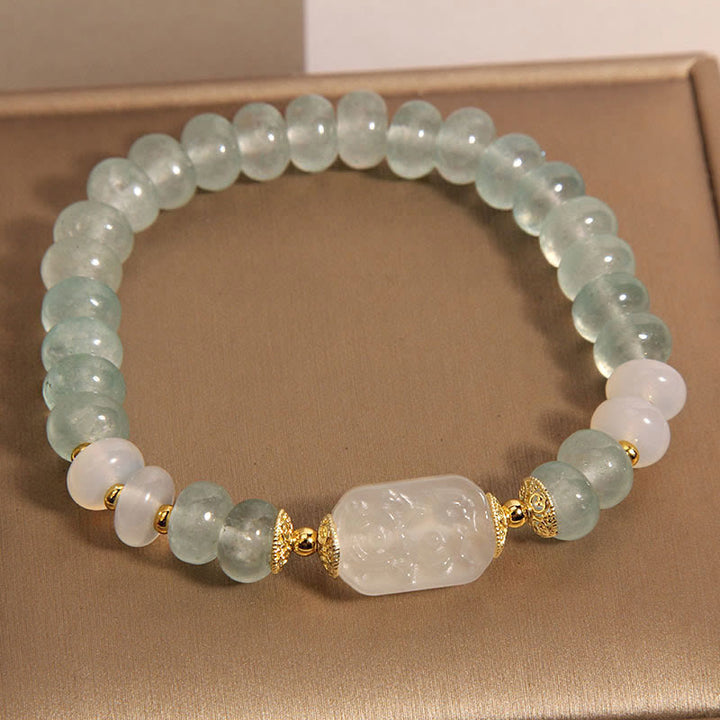 Pulsera Serenity con cuentas de ábaco de jade y aguamarina de Buddha Stones