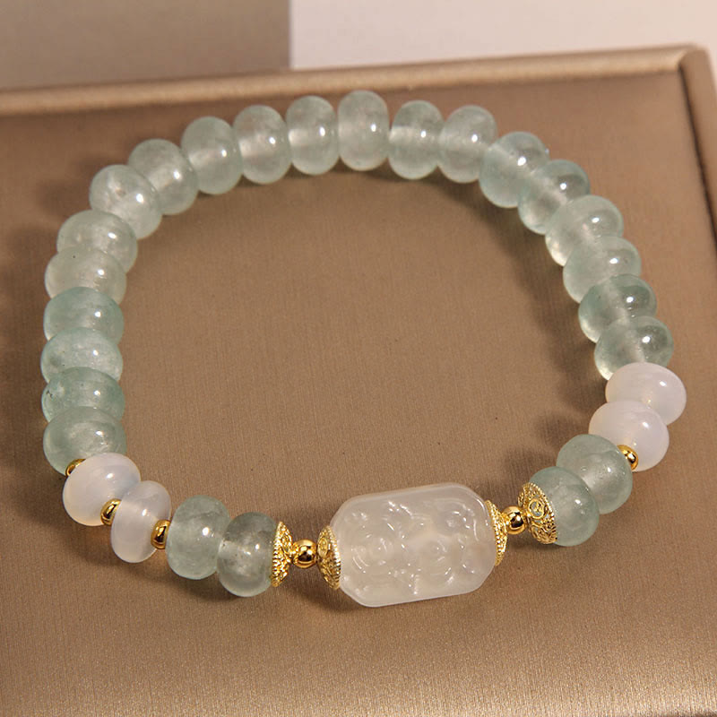 Pulsera Serenity con cuentas de ábaco de jade y aguamarina de Buddha Stones