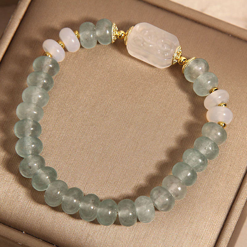 Pulsera Serenity con cuentas de ábaco de jade y aguamarina de Buddha Stones