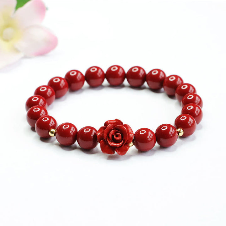 Pulsera de Buddha Stones con rosa cinabrio y calma
