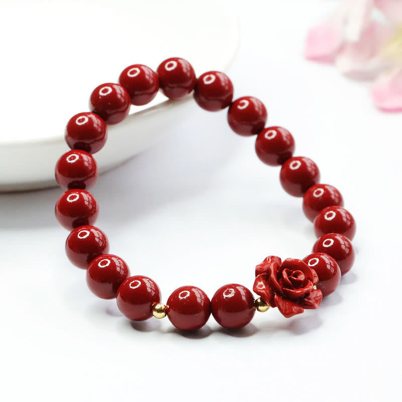 Pulsera de Buddha Stones con rosa cinabrio y calma