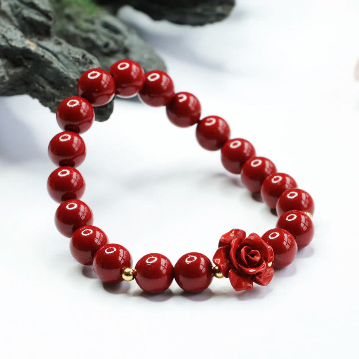 Pulsera de Buddha Stones con rosa cinabrio y calma