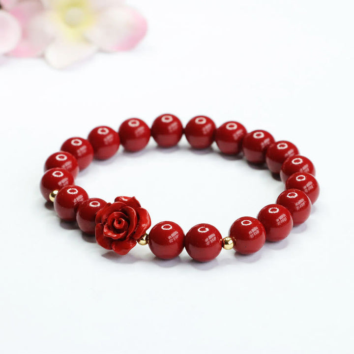 Pulsera de Buddha Stones con rosa cinabrio y calma