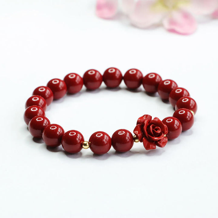 Pulsera de Buddha Stones con rosa cinabrio y calma