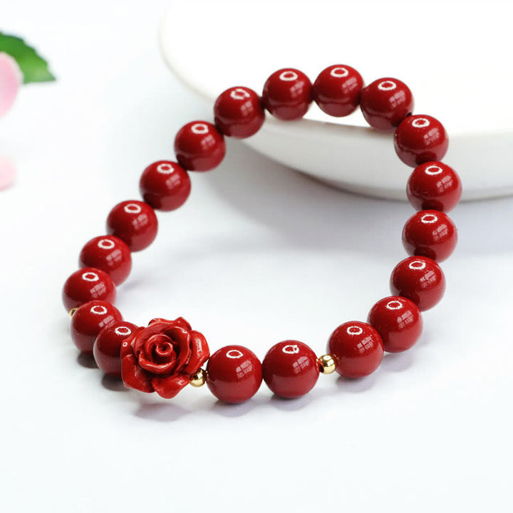 Pulsera de Buddha Stones con rosa cinabrio y calma