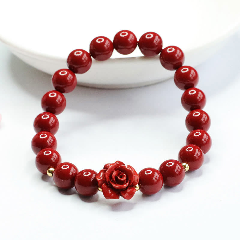 Pulsera de Buddha Stones con rosa cinabrio y calma