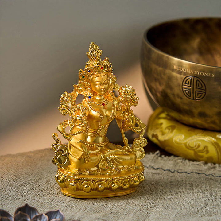 Decoración de estatua chapada en oro con protección de esperanza de Tara Blanca Bodhisattva - image 2