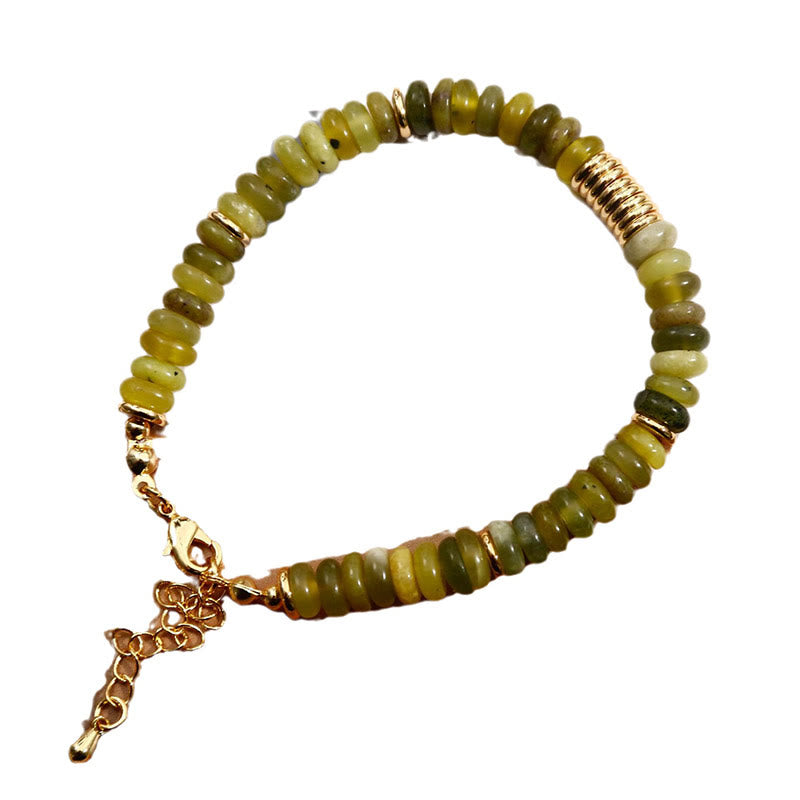 Pulsera curativa de éxito con jade cian dorado y Buddha Stones