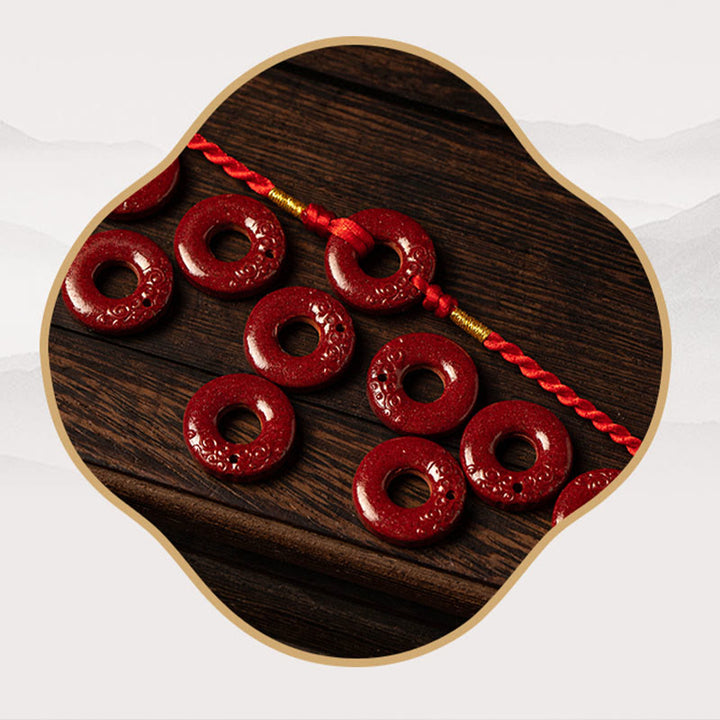 Cadena para el vientre con hilo rojo y hebilla de paz con cinabrio natural y Buddha Stones