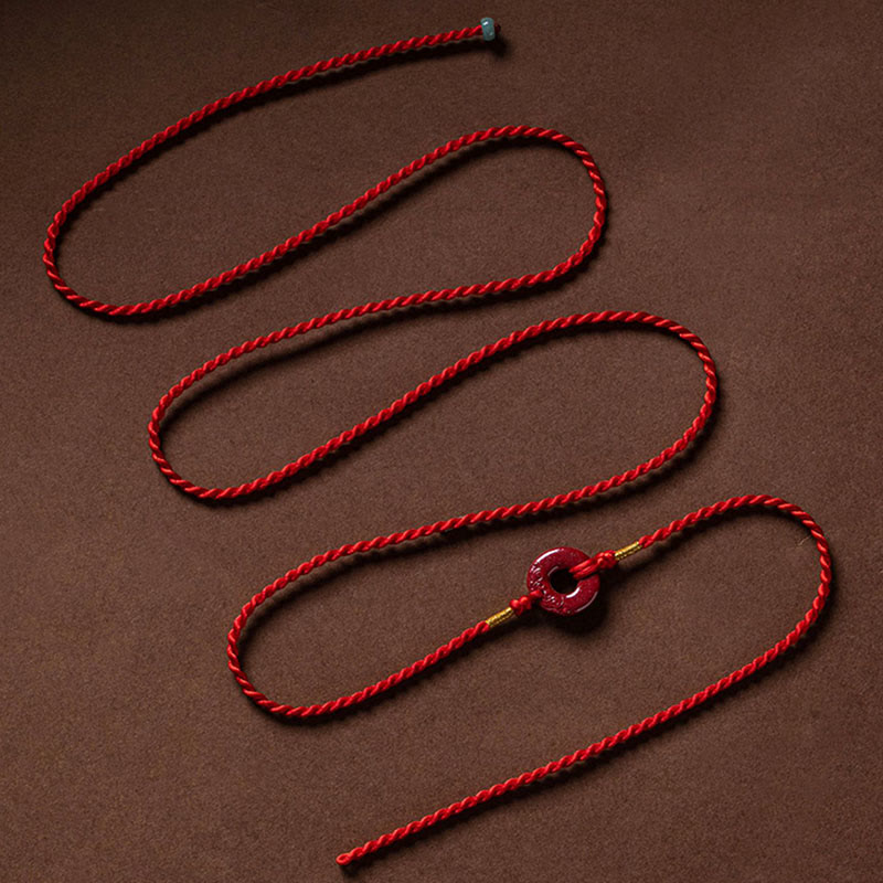 Cadena para el vientre con hilo rojo y hebilla de paz con cinabrio natural y Buddha Stones