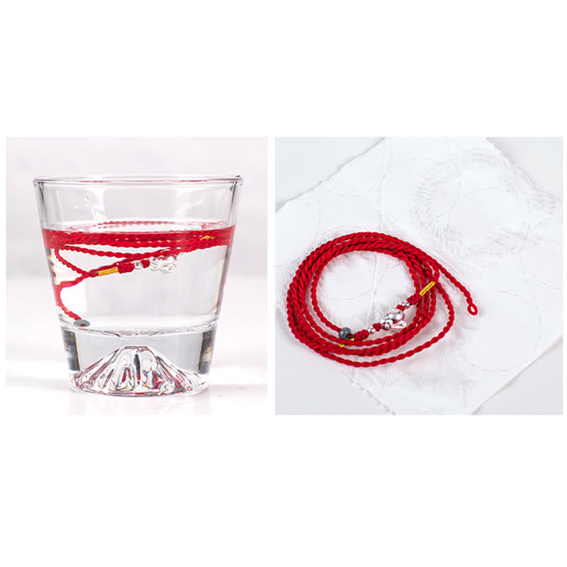 Cadena para el vientre con hilo rojo y hebilla de paz con cinabrio natural y Buddha Stones