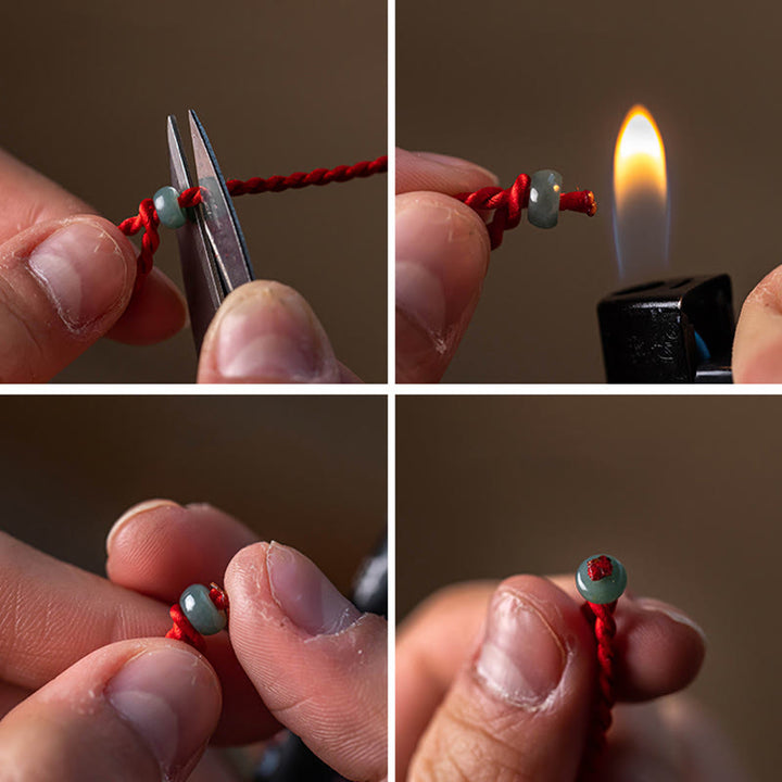 Cadena para el vientre con hilo rojo y hebilla de paz con cinabrio natural y Buddha Stones