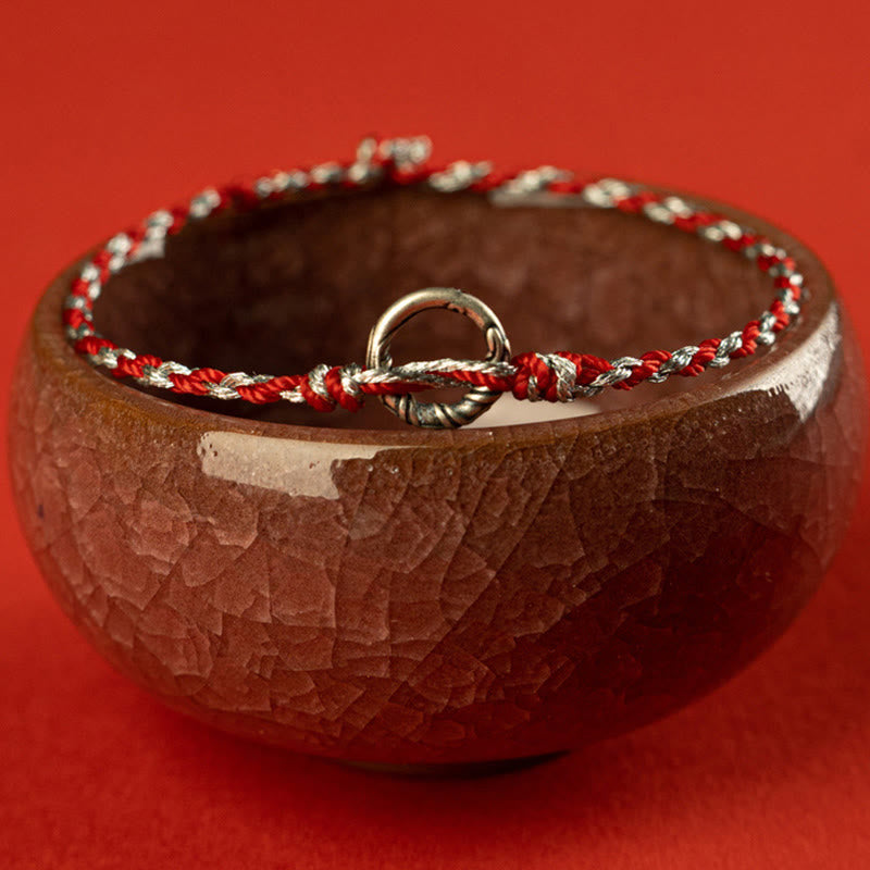 Pulsera de hilo de la suerte con hebilla de la paz y Buddha Stones en plata de ley 925 - image 2