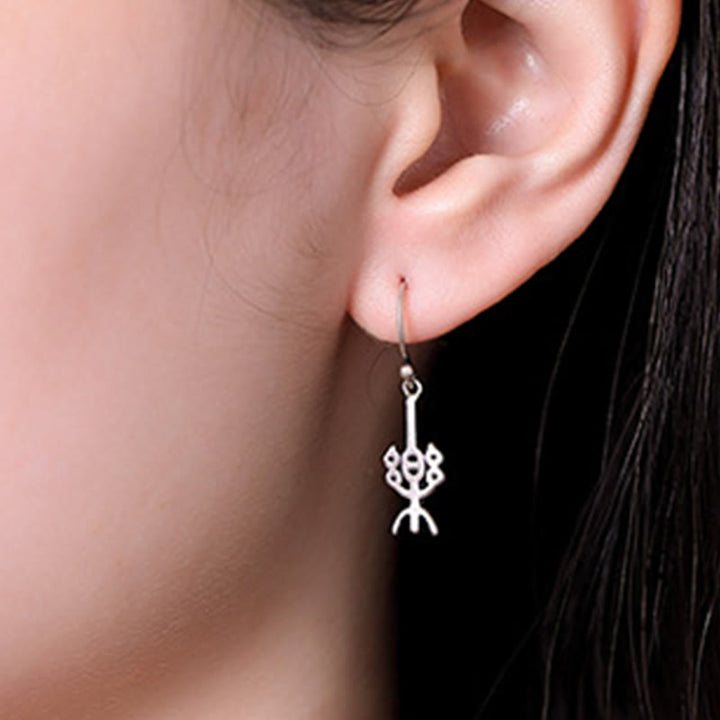 Pendientes de protección con caracteres chinos "Ping An" y "Xi Le" en plata de ley 925 con Buddha Stones