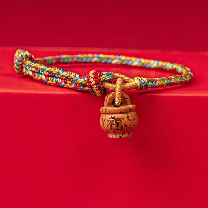 Pulsera de madera de melocotón con Buddha Stones y carácter Fu para la seguridad y la prosperidad