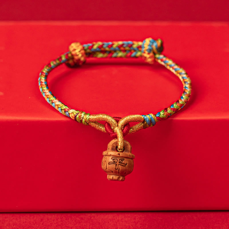 Pulsera de madera de melocotón con Buddha Stones y carácter Fu para la seguridad y la prosperidad