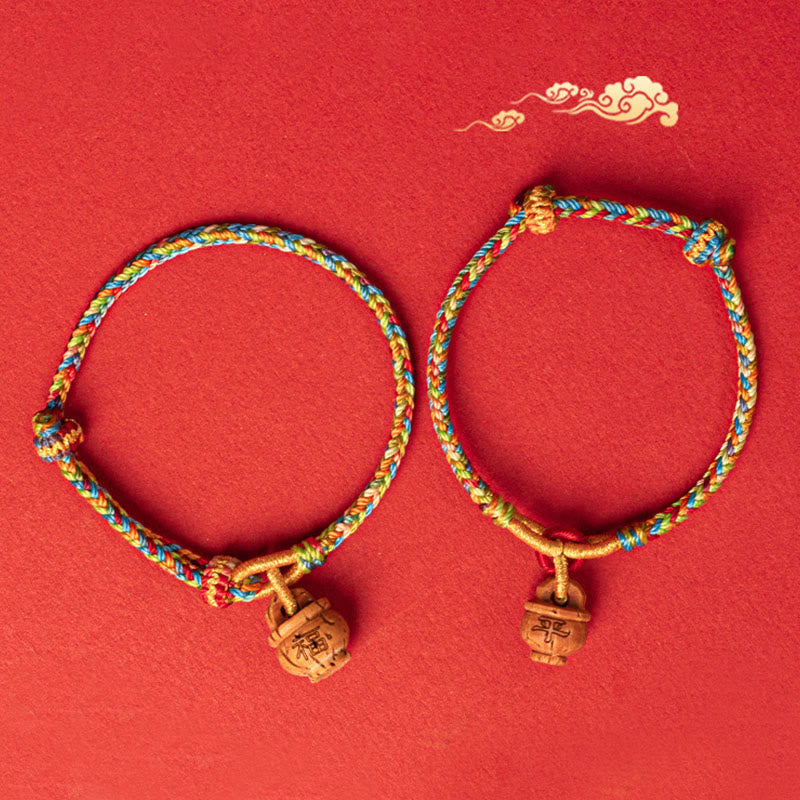 Pulsera de madera de melocotón con Buddha Stones y carácter Fu para la seguridad y la prosperidad