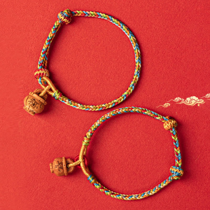 Pulsera de madera de melocotón con Buddha Stones y carácter Fu para la seguridad y la prosperidad