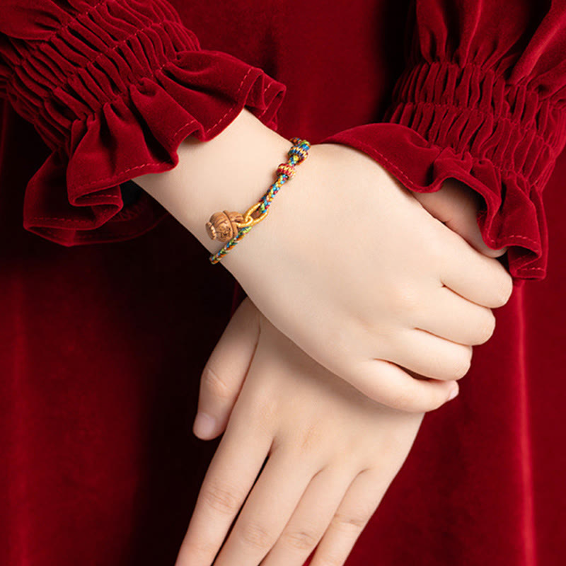 Pulsera de madera de melocotón con Buddha Stones y carácter Fu para la seguridad y la prosperidad
