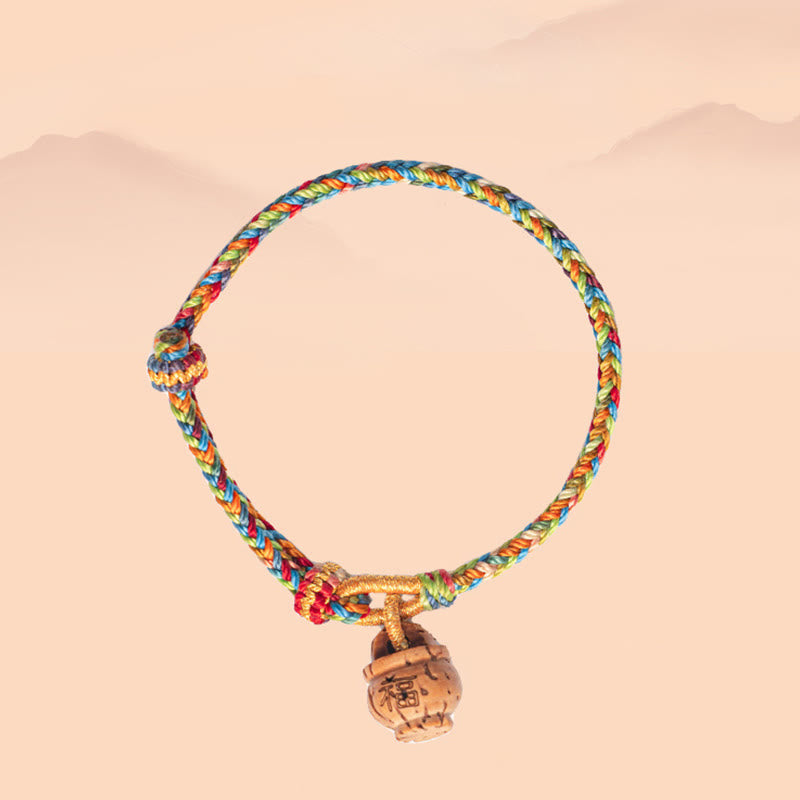 Pulsera de madera de melocotón con Buddha Stones y carácter Fu para la seguridad y la prosperidad
