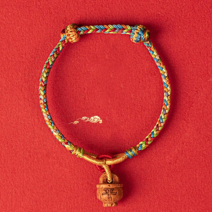 Pulsera de madera de melocotón con Buddha Stones y carácter Fu para la seguridad y la prosperidad