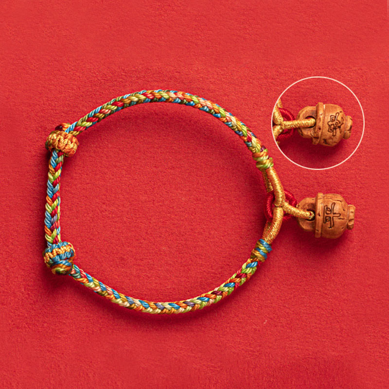 Pulsera de madera de melocotón con Buddha Stones y carácter Fu para la seguridad y la prosperidad