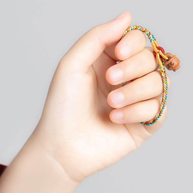 Pulsera de madera de melocotón con Buddha Stones y carácter Fu para la seguridad y la prosperidad