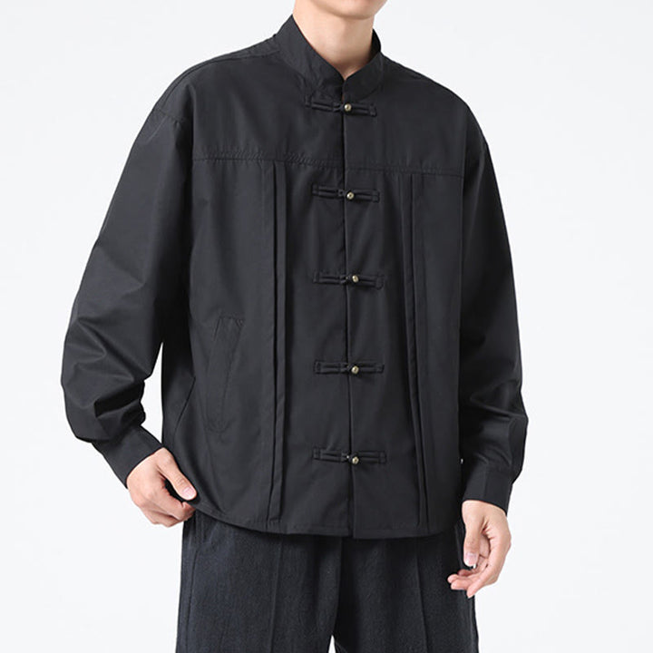 Camisas de hombre de licra con botones y cuello alto con Buddha Stones - image 6