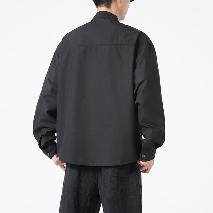 Camisas de hombre de licra con botones y cuello alto con Buddha Stones - image 3