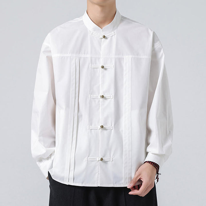 Camisas de hombre de licra con botones y cuello alto con Buddha Stones - Blanco - US/UK/AU46, EU56 (5XL) - image 12