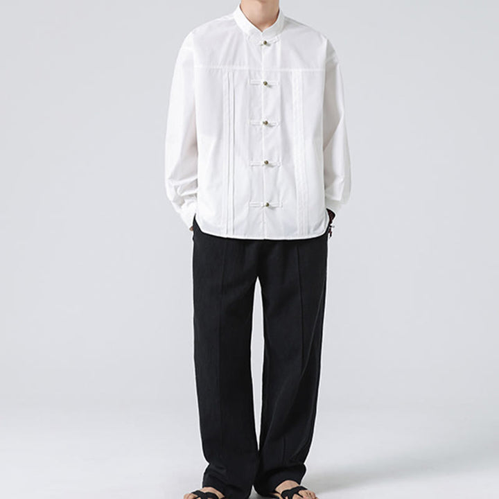 Camisas de hombre de licra con botones y cuello alto con Buddha Stones - image 19