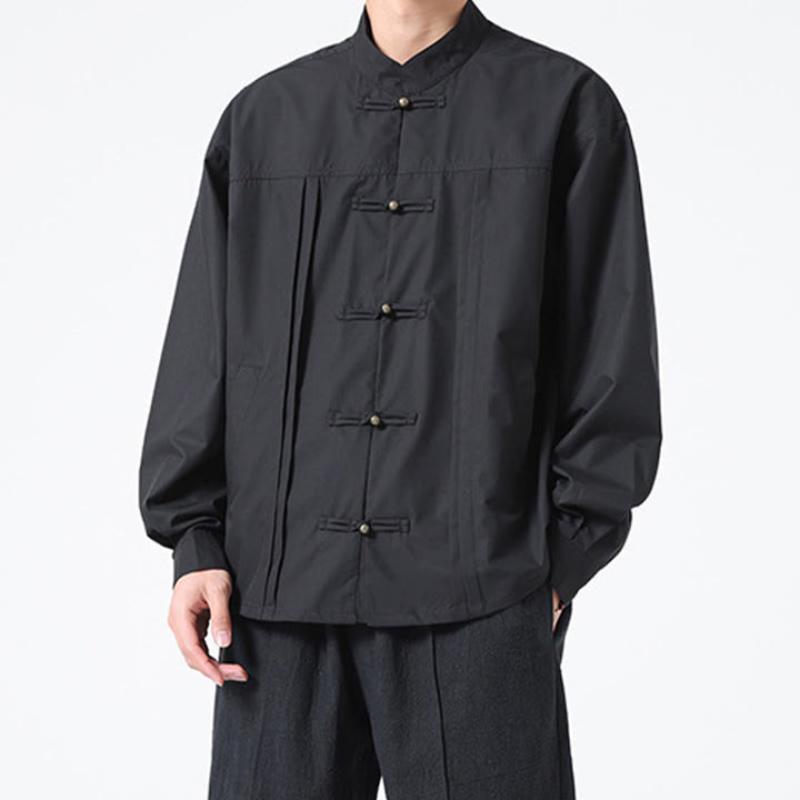 Camisas de hombre de licra con botones y cuello alto con Buddha Stones - image 2