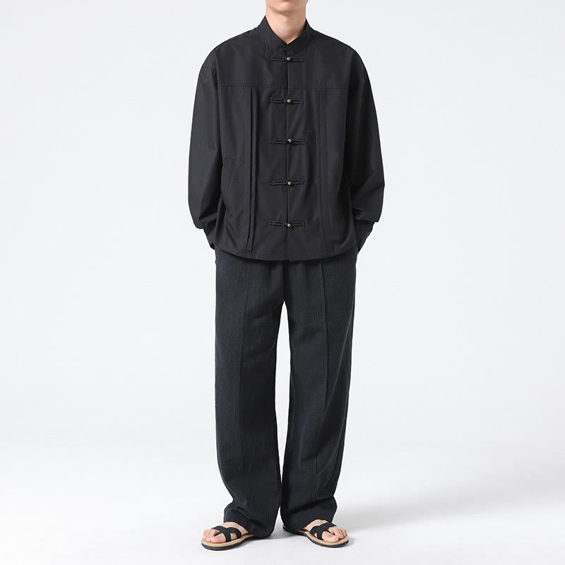 Camisas de hombre de licra con botones y cuello alto con Buddha Stones - image 9