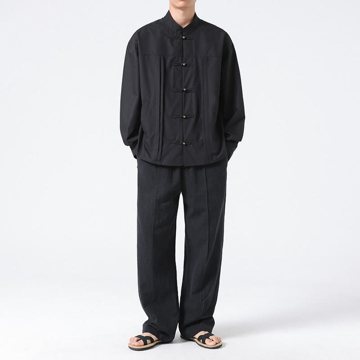 Camisas de hombre de licra con botones y cuello alto con Buddha Stones - image 9