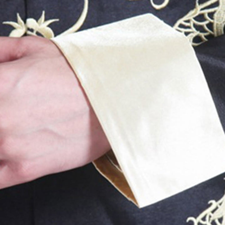 Chaqueta de hombre de fibra de poliéster con botones de rana y mangas con bordado de dragón y Buddha Stones , informal, camisa y pantalones - image 17