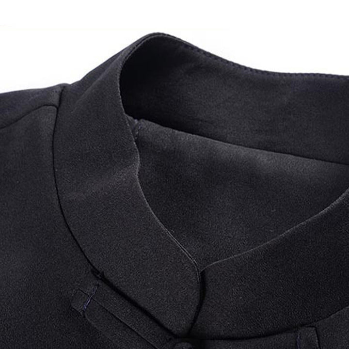 Chaqueta de poliéster con botones de rana y bordado de dragón y Buddha Stones para hombre, ropa con bolsillos - image 8