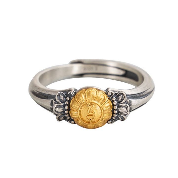 Anillo ajustable de protección Tara Bodhisattva bañado en oro y plata de ley 925 con Buddha Stones - image 11