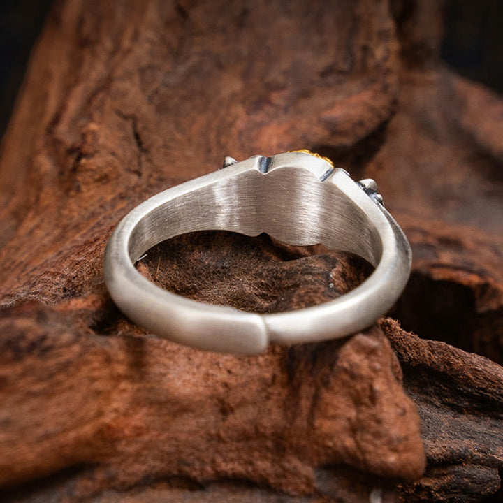 Anillo ajustable de protección Tara Bodhisattva bañado en oro y plata de ley 925 con Buddha Stones - image 3