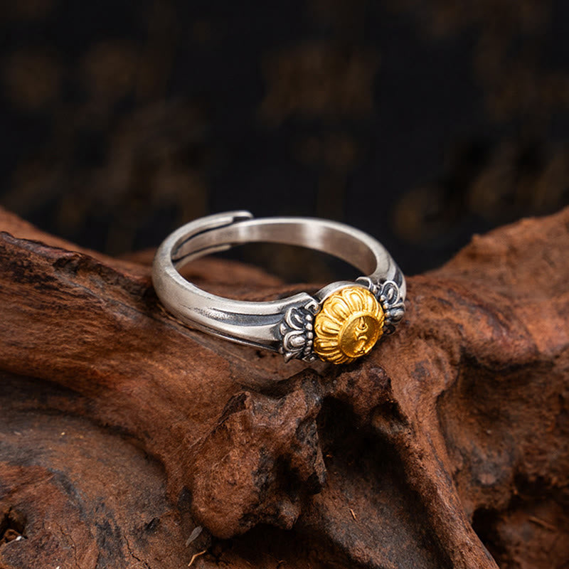 Anillo ajustable de protección Tara Bodhisattva bañado en oro y plata de ley 925 con Buddha Stones - image 8