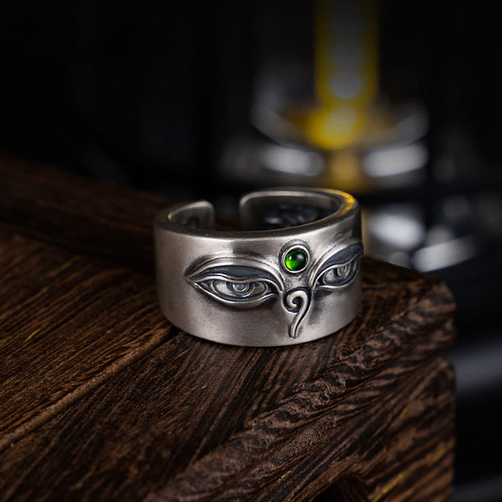 Anillo ajustable de plata de ley 925 con Buddha Stones y Bodhisattva Tara Calm - image 9