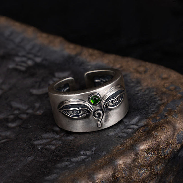 Anillo ajustable de plata de ley 925 con Buddha Stones y Bodhisattva Tara Calm - image 1