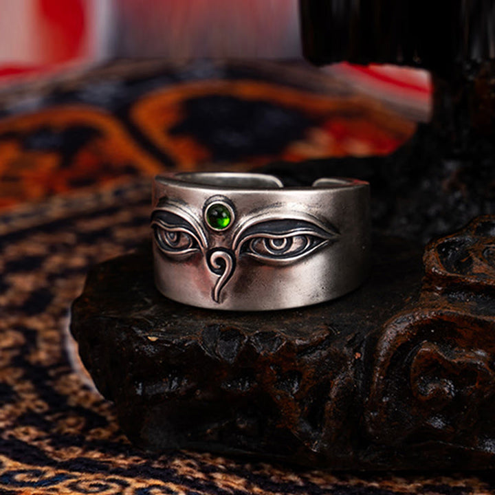 Anillo ajustable de plata de ley 925 con Buddha Stones y Bodhisattva Tara Calm - image 2