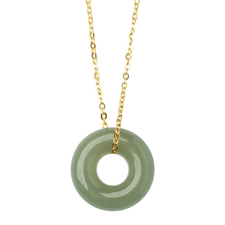 Collar con colgante de hebilla de paz de jade hetiano bañado en oro y plata de ley 925 con Buddha Stones - image 11