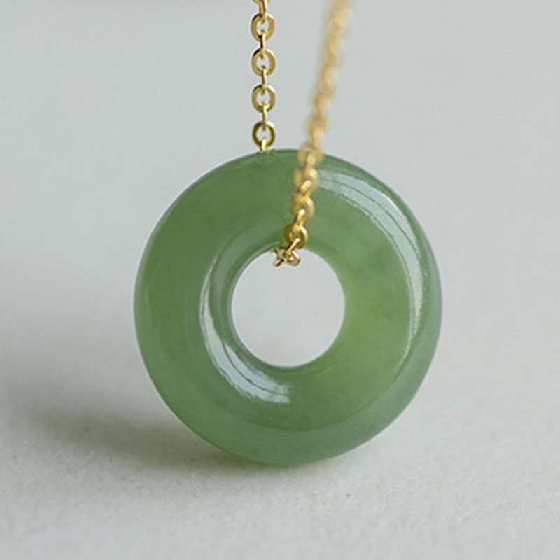 Collar con colgante de hebilla de paz de jade hetiano bañado en oro y plata de ley 925 con Buddha Stones - image 3