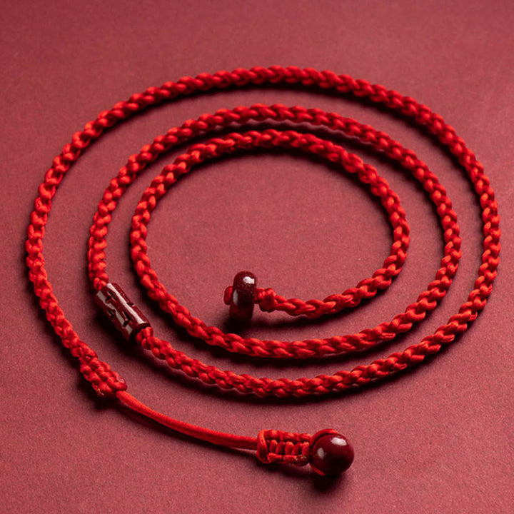 Cadena para el vientre con hilo rojo y bendición de la calma con Buddha Stones y cinabrio natural