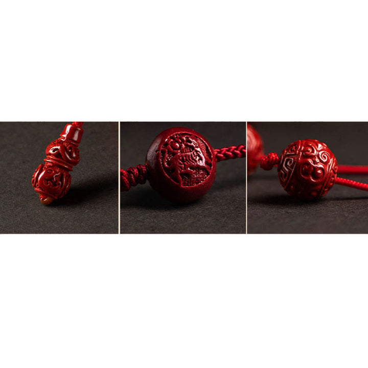 Cadena para el vientre con hilo rojo y bendición calmante con forma de calabaza del zodíaco chino y Buddha Stones