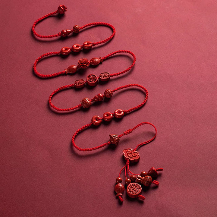 Cadena para el vientre con hilo rojo y bendición de la calma con Buddha Stones y cinabrio natural