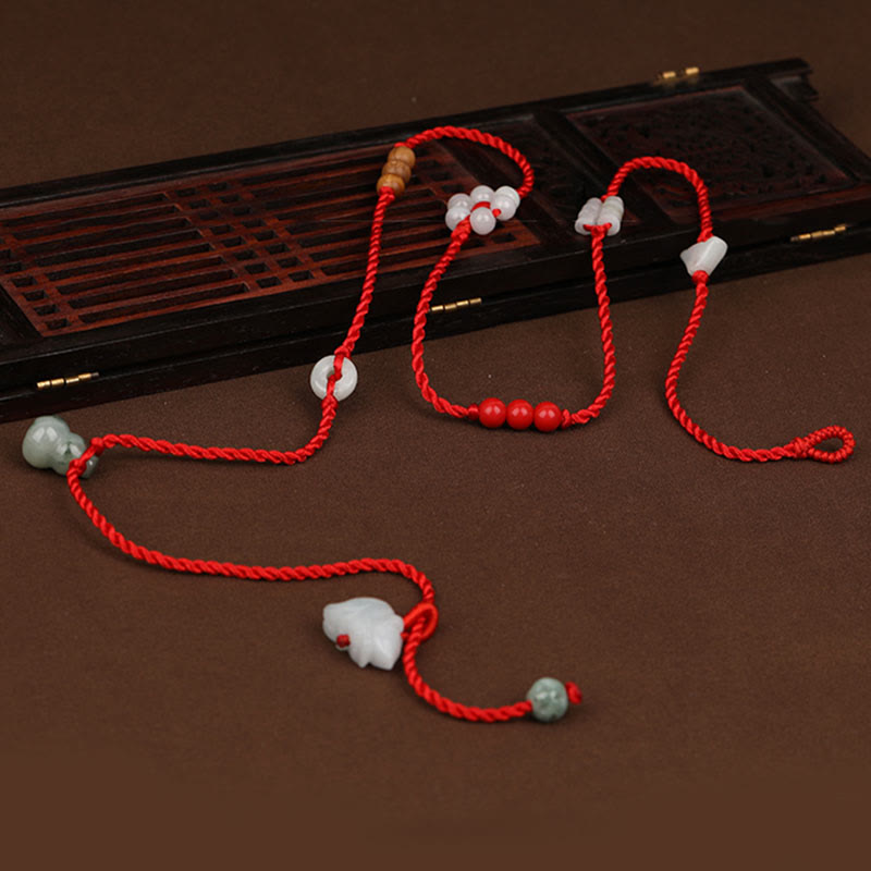 Cadena para el vientre con hilo rojo y bendición de madera de durazno con Buddha Stones y el zodíaco chino