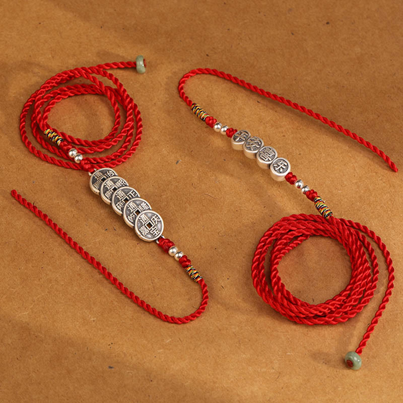 Cadena para el vientre con hilo rojo y bendición de plata de ley 999 con Buddha Stones